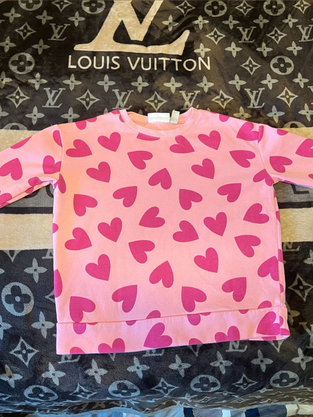 The Children's Place Pink Sweatshirt with Hot Pink Heart Print